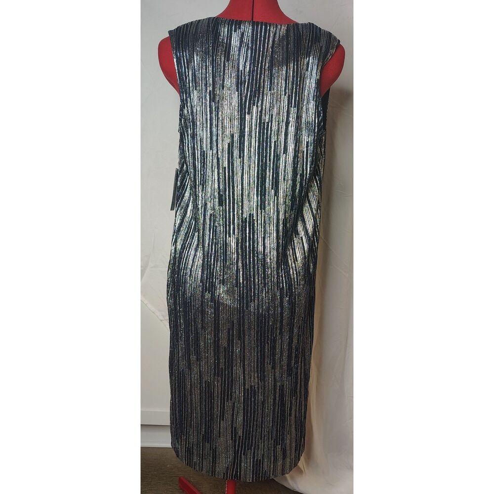 NWT R&M Richards Beaded Jacket Sheath Dress 2 Piece Set Size 12 Navy/Silver 3377 - Picture 4 of 9